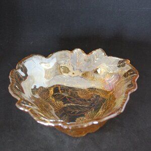 Vintage Amber Indiana Glass Blackberry design, candy bowl, Trinket